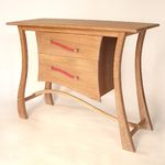 'Jangles' side table - oak &  ostrich hide